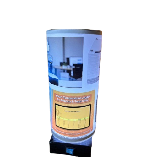 360 degree rotating advertisement lamp with LED lighting Silent motor rotating display lamp for product advertising Tabletop rotating LED display lamp for retail use