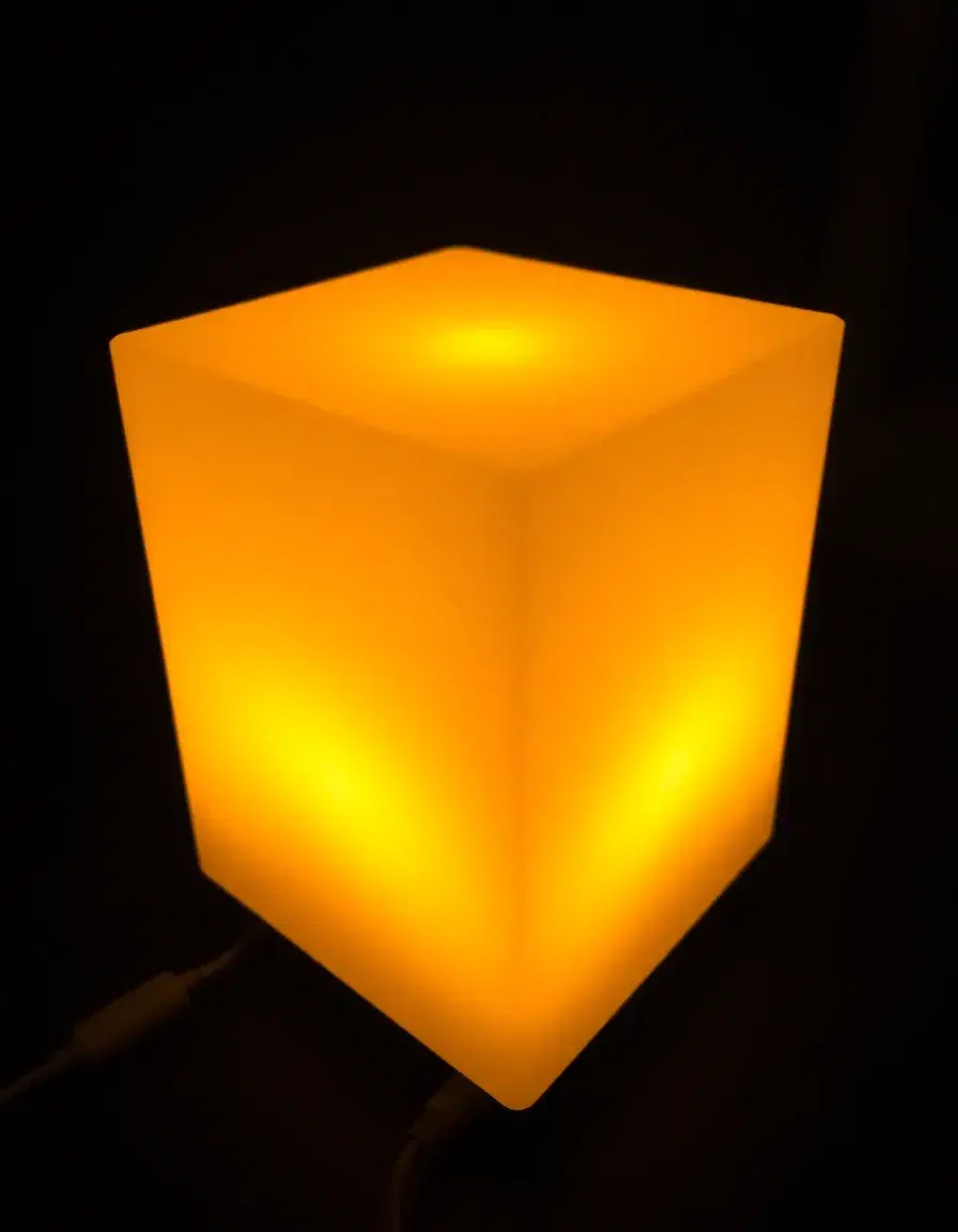 Decorative cube LED lamp with soft blue ambient glow for bedroom and home décor