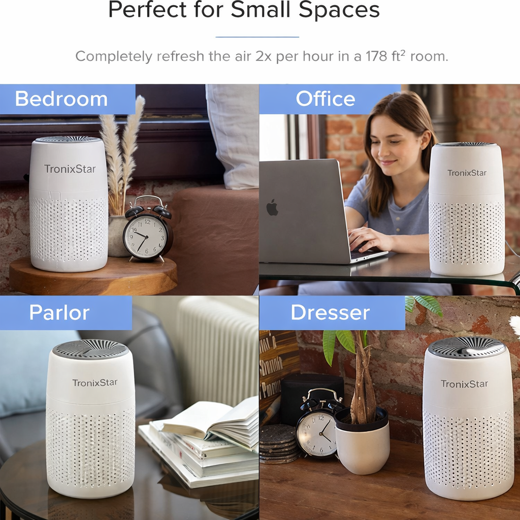 TronixStar Compact Air Purifier with True HEPA & Activated Carbon Filter