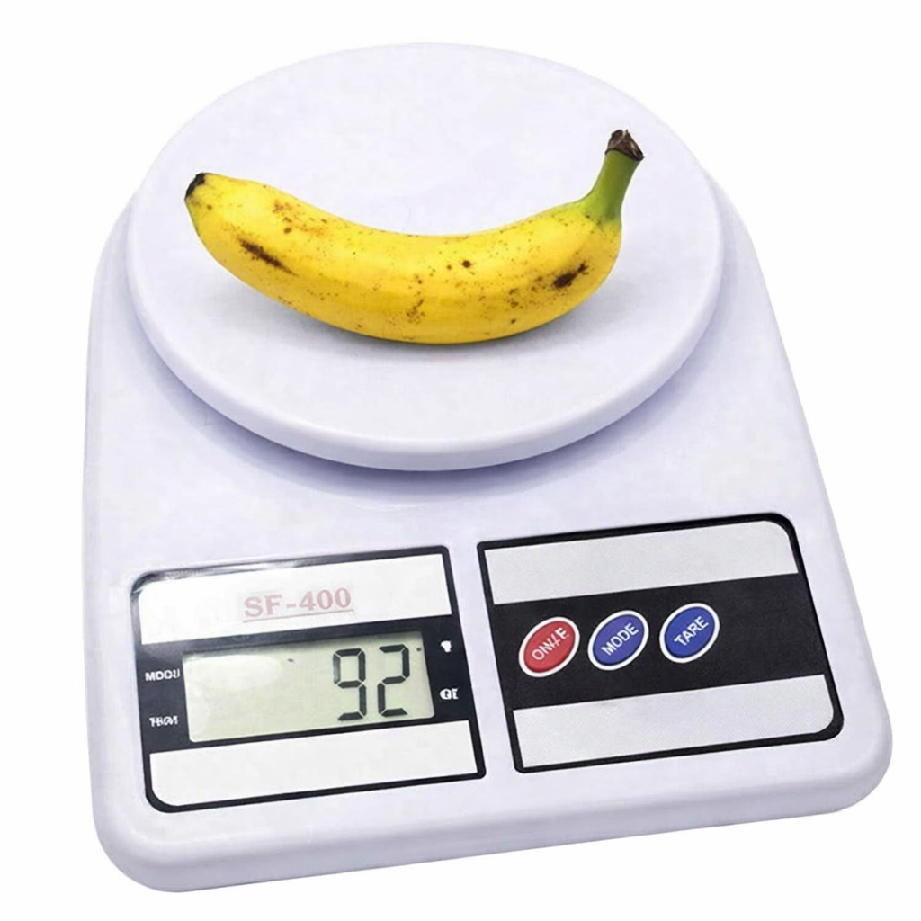 SF-400 digital kitchen weighing scale top view with clear LCD screen